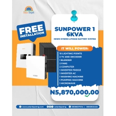 --------SunPower 1 Package--------  6KVA Inverter  5KWH Lithium Battery  6 x 565W Solar Panels  Roof Rack Accessories